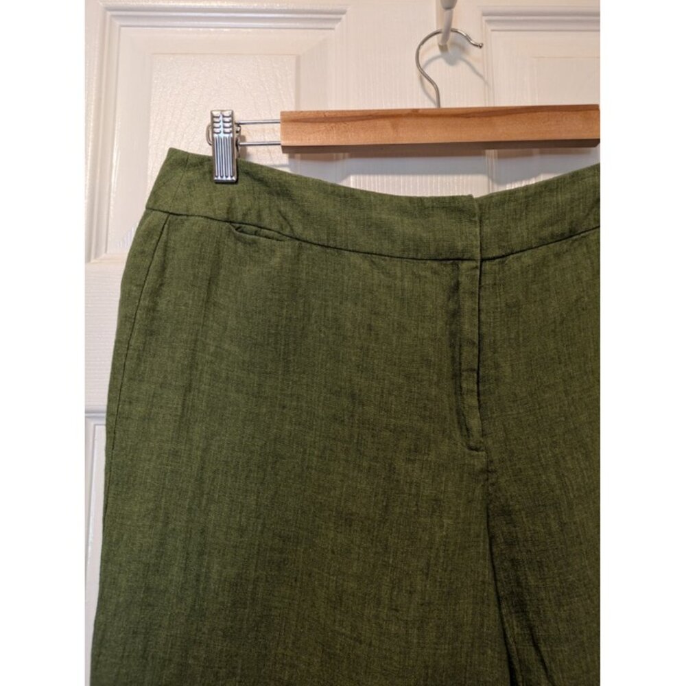 Eileen Fisher Green Linen Cropped Pants Medium - Picture 3 of 9